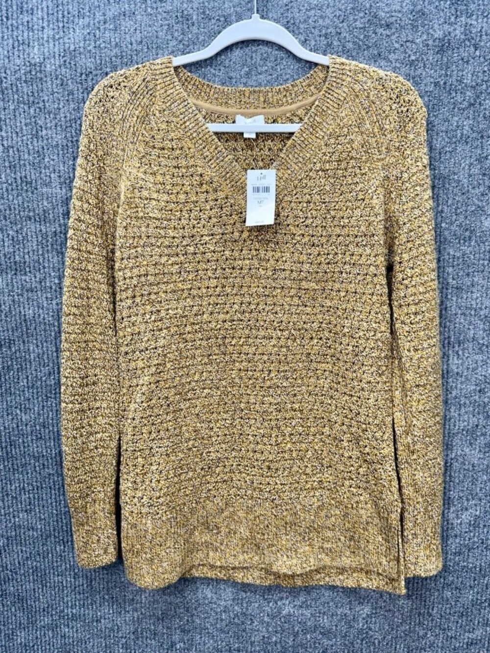 J. Jill Pure Jill Open Texture Sweater Women’s Medium Tall MT Marigold Knit NEW